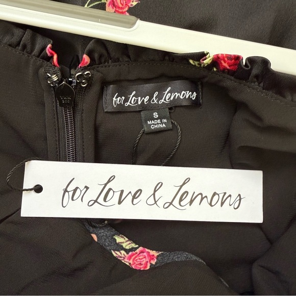 NWT For Love & Lemons Black Floral Midi Dress - Picture 6 of 8
